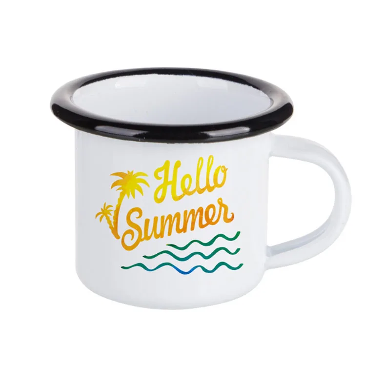 Factory Price Roll Rim Printing Custom 12oz Enamel Mug