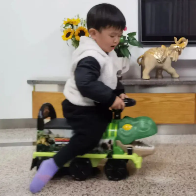 Electric game lighting music steering wheel sliding dinosaur toys ride on car boys present
