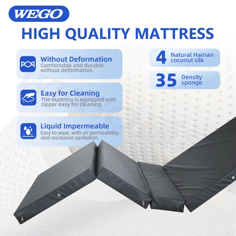 WEGO Medical Foldable Waterproof Mattress PU Cover Full Foam Medical Mattress For Hospital Bed