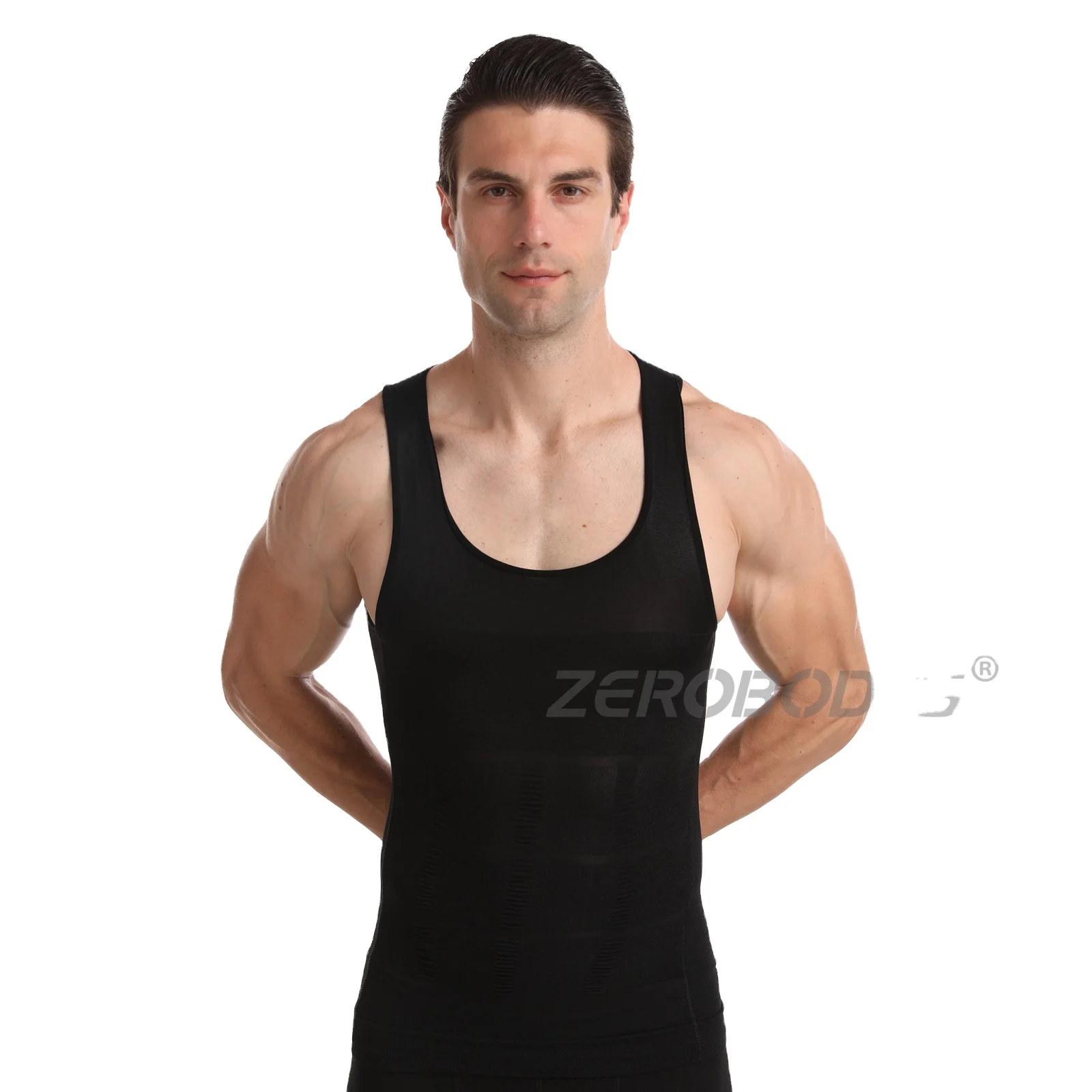 001006 Fajas for Men Body Shapewears Weight Loss Hug Body Training Tight Black Shirt Compression Tank Top