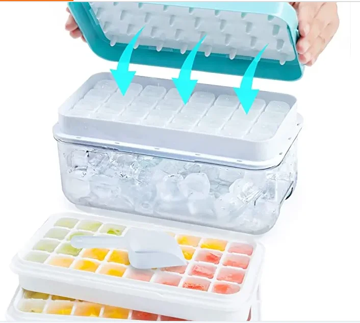 Custom Logo Easy-release Elastic Round Square Silicone Tray Ice Maker With Lid Kitchen Custom Silicone Ice Cube Tray
