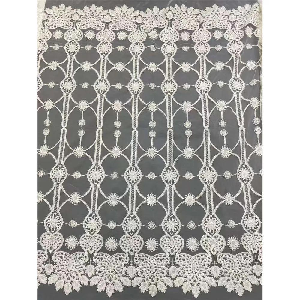 Beautifical african simple french lace embroidery 5 yards lace fabrics ML76N334