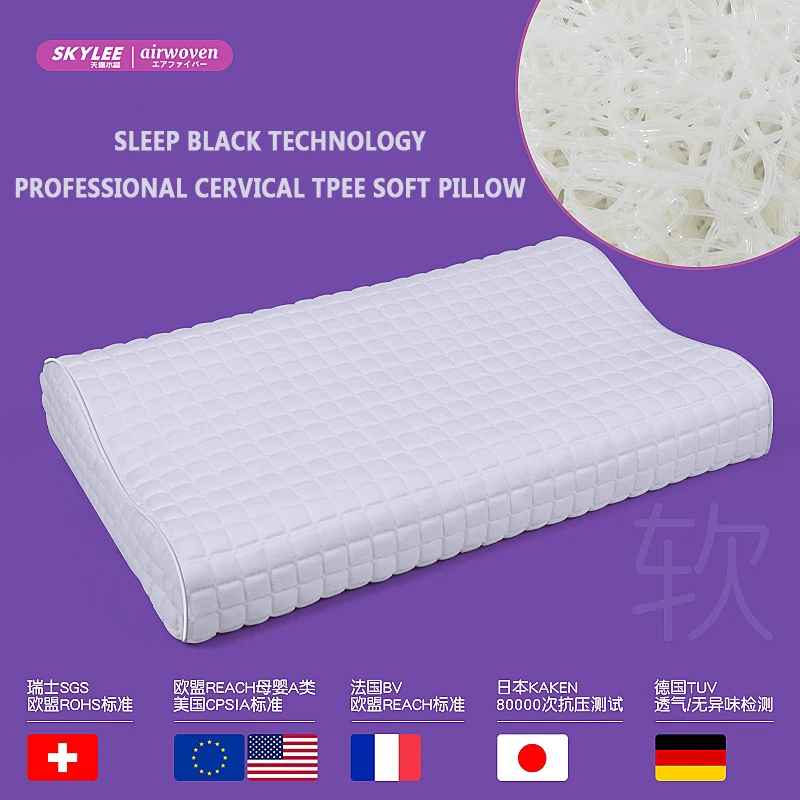 Skylee Air Fiber Wave High Rebound Support POE Vermicelli Polymer Cooling Cervical Washable POE Vermicelli High Neck Pillow