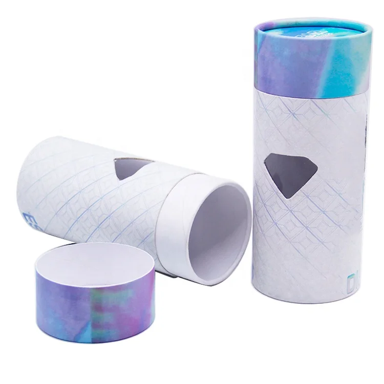 Wholesale custom printed size degradable cardboard round box kraft carton packaging paper tube with transparent window