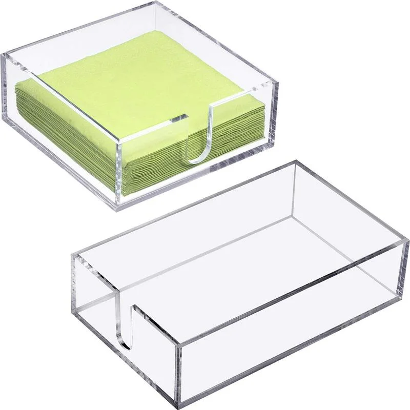 Wholesale Custom Acrylic Hotel Tissue Dispenser Box PMMA Acrylic Cocktail Napkin Holder Rack for Bathroom,Restaurant,Commercial