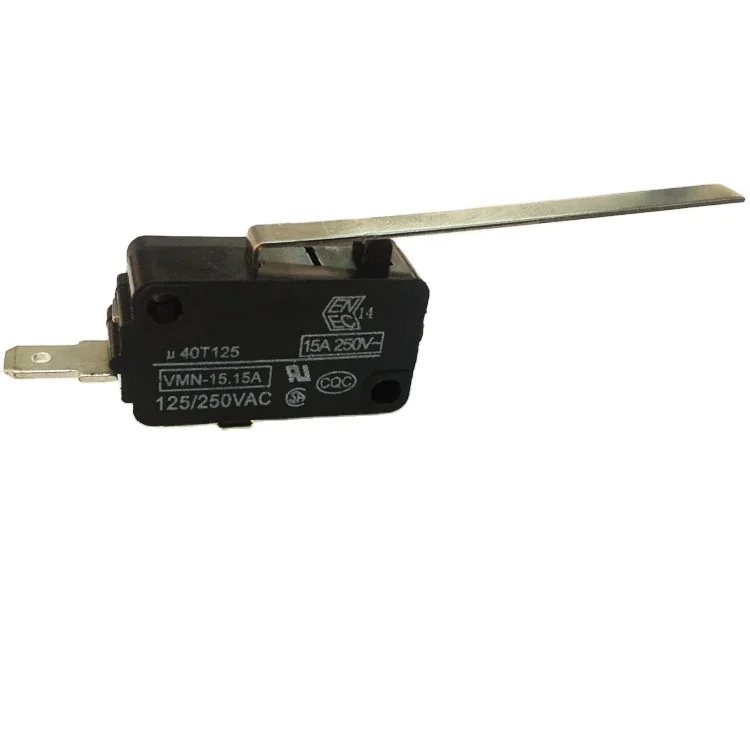 Tuowei/Towei safety micro switch supplier manufacturer 15A/250V t125 2 pin heater micro switch with long lever