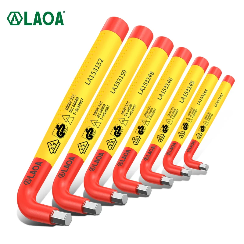 LAOA 7PC Hex Wrench Insulated Comfortable Safety L-handle Hardware Hex Wrench Hand Tool Electrician Hex Key 3-12mm