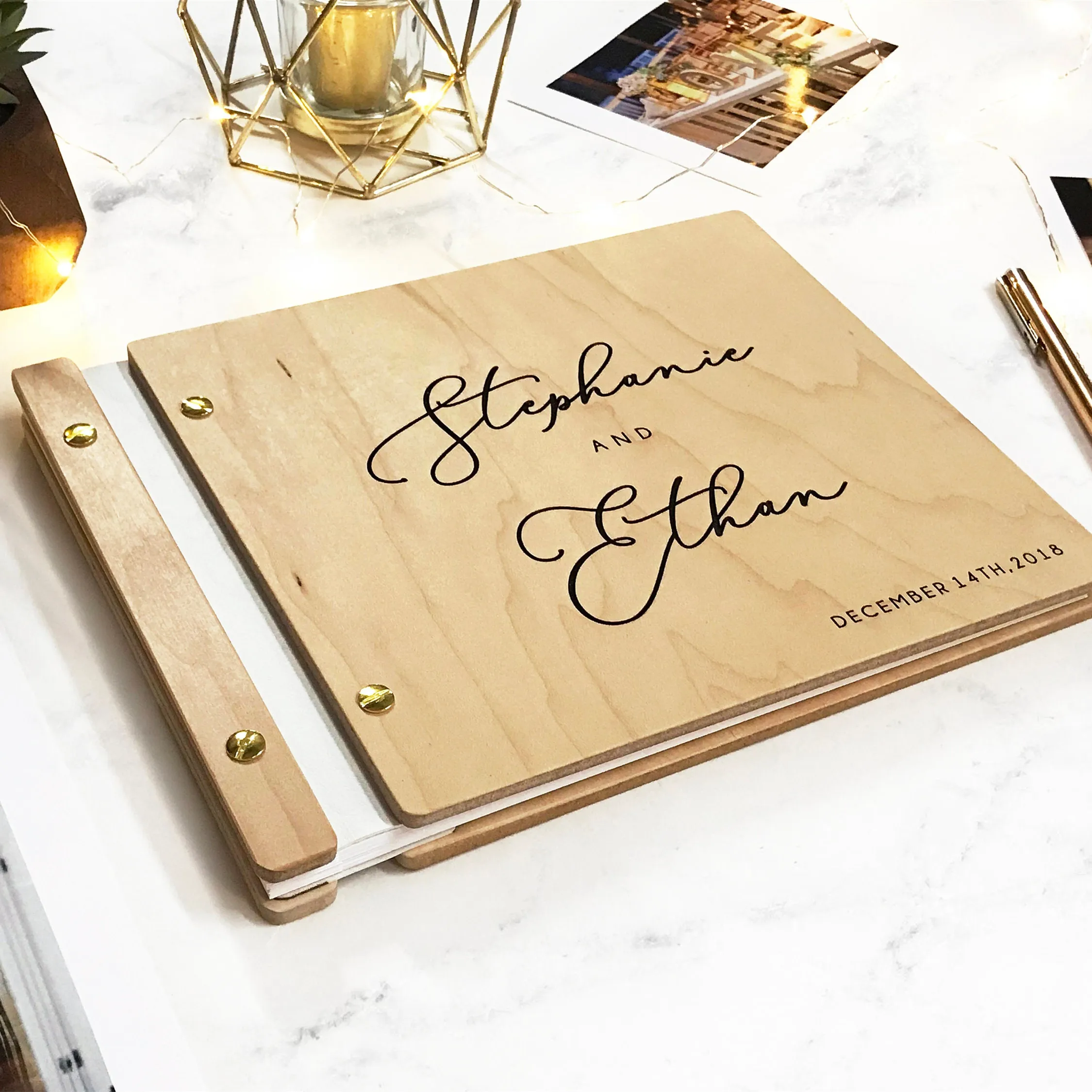 Деревянная Гостевая книга с именем на заказ персонализированный свадебный альбом гостевая