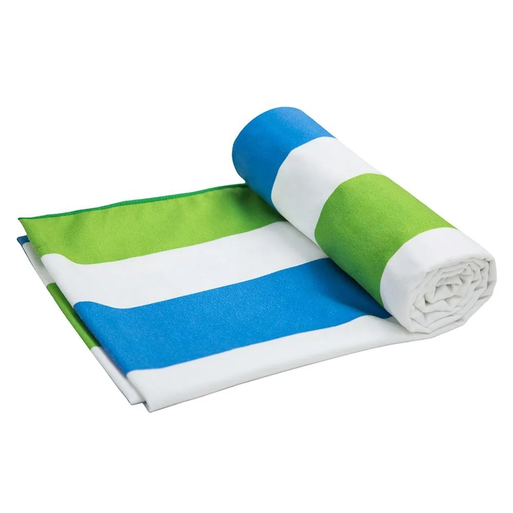 Hot Sale Customized Printed Logo 80% Polyester 20% Polyamide Bluk Microfiber Beach Towel Most Popular Stripe Luxury Beach Towel
