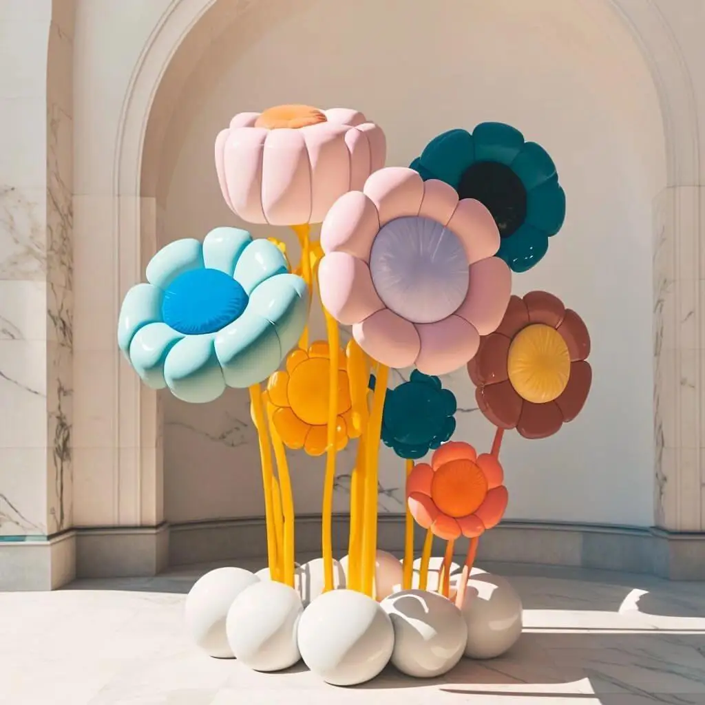 Shopping mall garden decoration FRP artificial flowers Shopping mall fiberglass sculpture  Garden fiberglass decorations