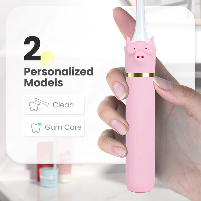 Ipx7 Водонепроницаемая дизайнерская мягкая щетина тонкая Милая Детская электрическая зубная щетка