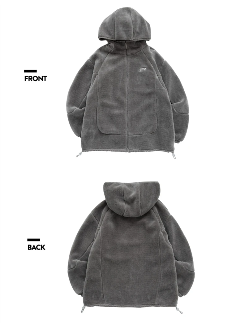 
Unisez sustainable cotton cut-and-sew zip ziper 600 gsm fluffy heavy fleece zipup black full zip heavyweight hoodie 