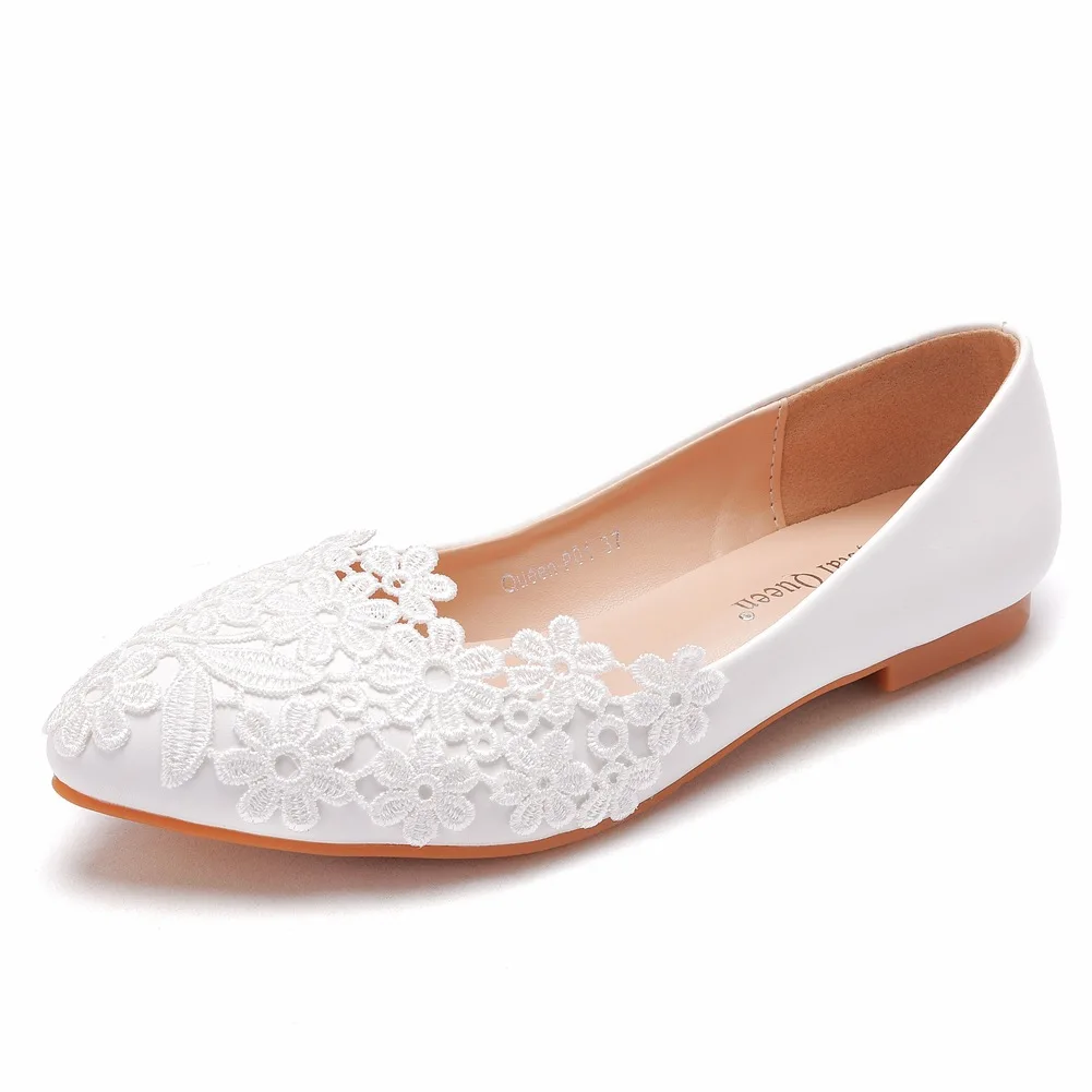 White Lace Flats Wedding Bridal Shoes Handmade Shoes For Pregnant Women Bridesmaid Party Dancing Shoes 6 styles