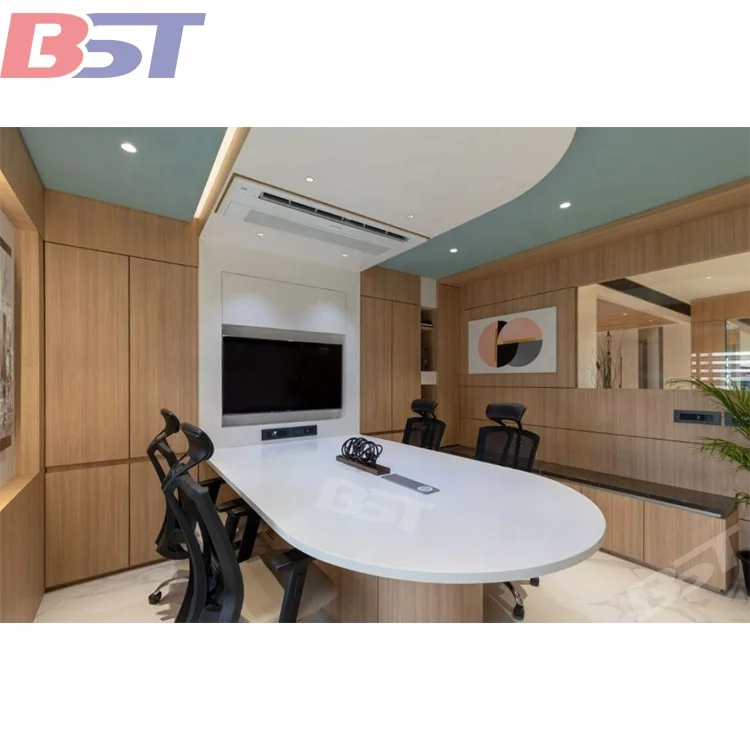 Custom size artificial stone office furniture 6 -8 person conference table