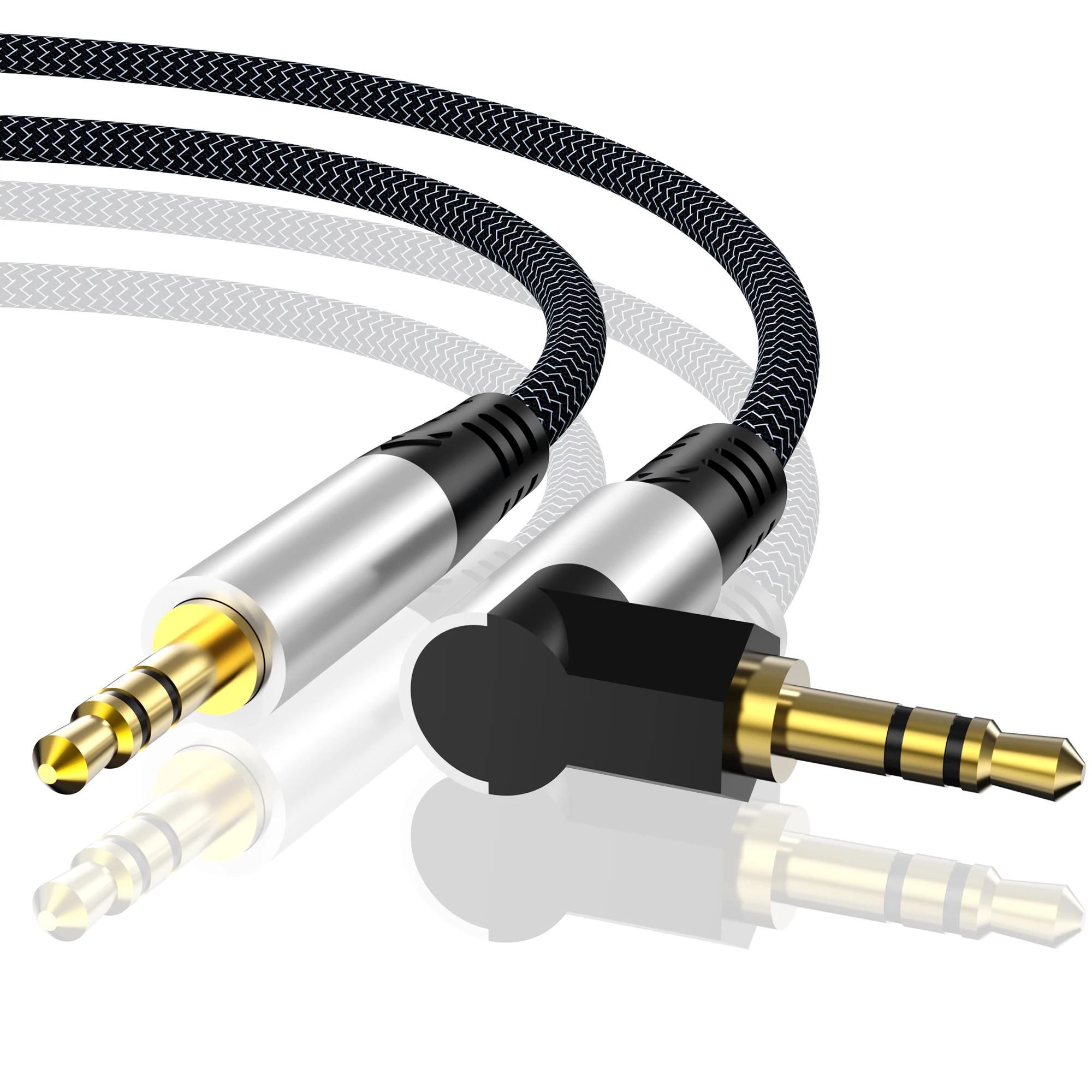 Silver aluminium alloy Aux Cable 3.5mm Jack Audio Cable 90 Degree Right Angle 3.5 Cord for Car Headphones Xiaomi Beats AUX Cord