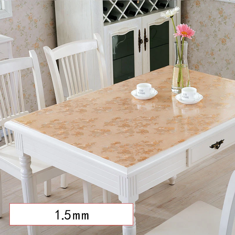 
Thickened colored soft glass plastic PVC table cloth rectangular household disposable oil-proof 