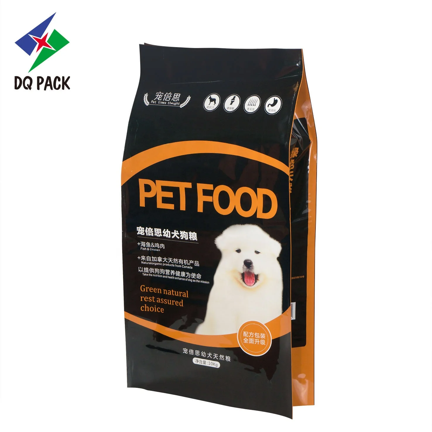 DQ PACK Custom Plastic Bags Side Gusset Bag  dog food packaging pet food bag pouch