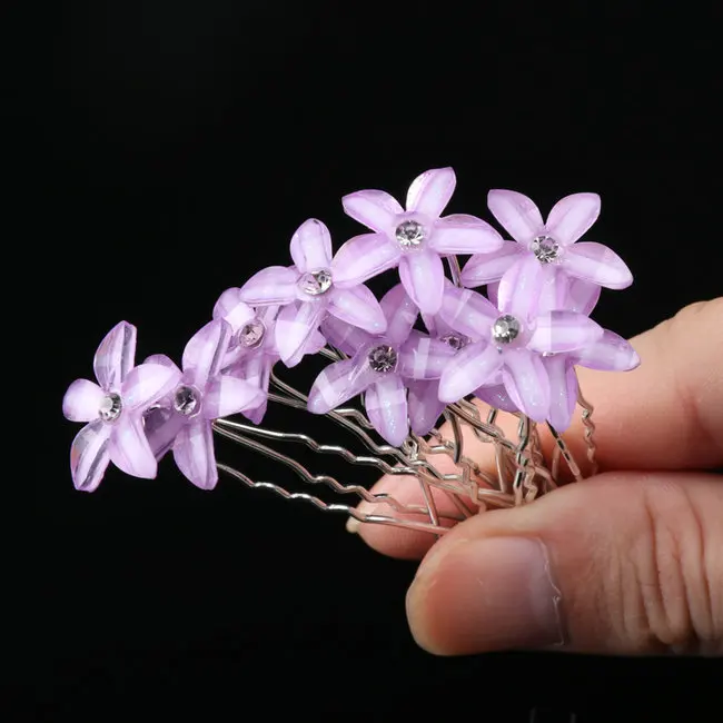 Custom Lily Flower Hairpin U Shaped Hair Pins Clips Cute Floral Pins for Women Girls Bride Wedding Party Head wear Hair Jewelry