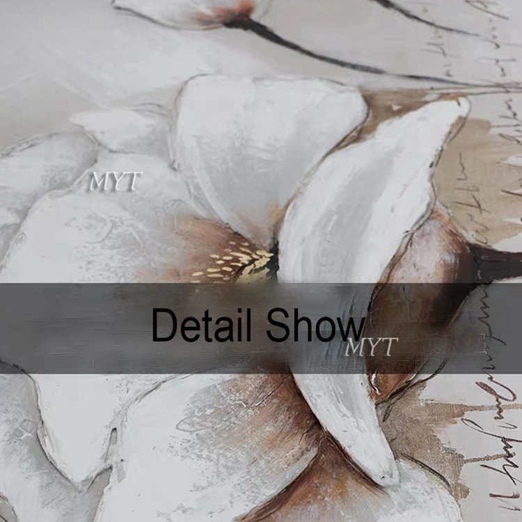 Handmade Palette Knife Canvas Arts Abstract Flower Oil Painting Lotus Canvas Wall Art Paintings