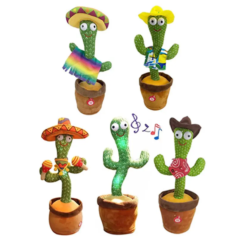 Dancing Cactus Electron Plush Toy Soft Plush Doll Babies Cactus That Can Sing And Dance Voice Interactive Cactus Plush Toy
