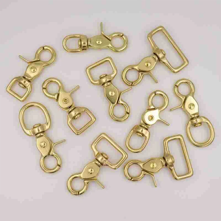 Hot sale custom  fastener gripper leather snap hook buckle metal trigger hook brass spring swivel lobster clasp snap hook
