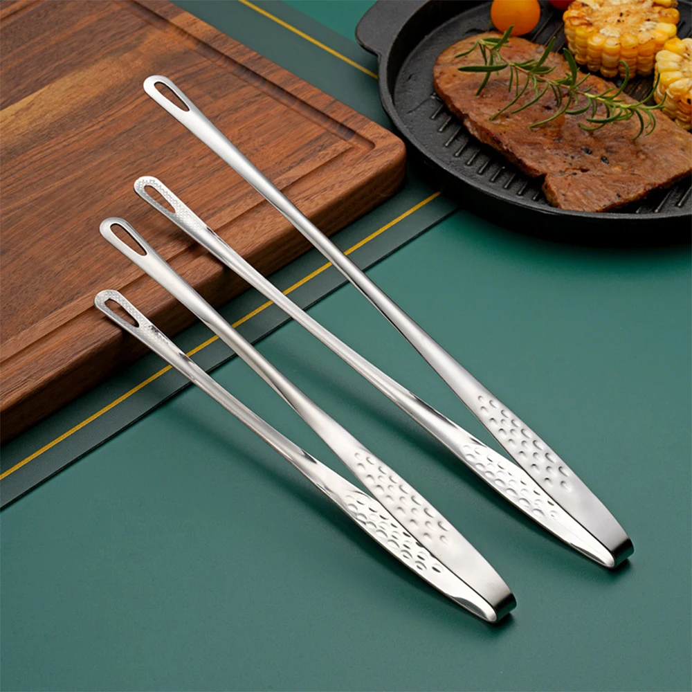 Extra Long BBQ 28cm Tweezer Tongs 304 Stainless Steel Kitchen Tong Bread Clip Pastry Clamp Barbecue Kitchen Tong for Cooking