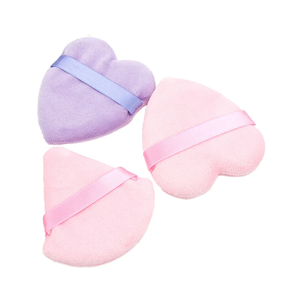 Heart Shape Triangle Powder Puff Cosmetic Sponge Soft Powder Puff Custom Logo Velvet Cosmetic Puffs