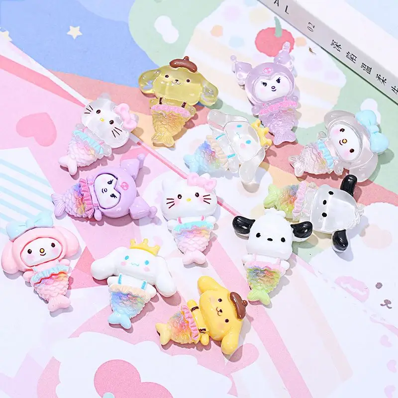 Русалка Sanrio Смола шармы прозрачный хвост Мелодия Kitty Kuromi Diy Украшение для телефона чехол