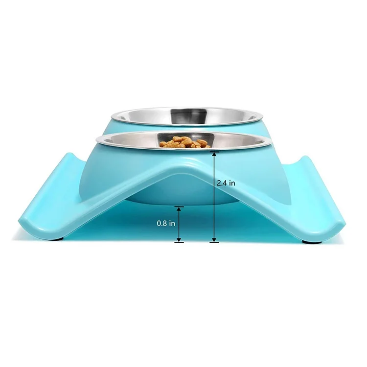 Factory Price Premium Stainless Steel Pet Double Bowls and Feeders With No-Spill Resin Station Stainless Steel Pet Bowl