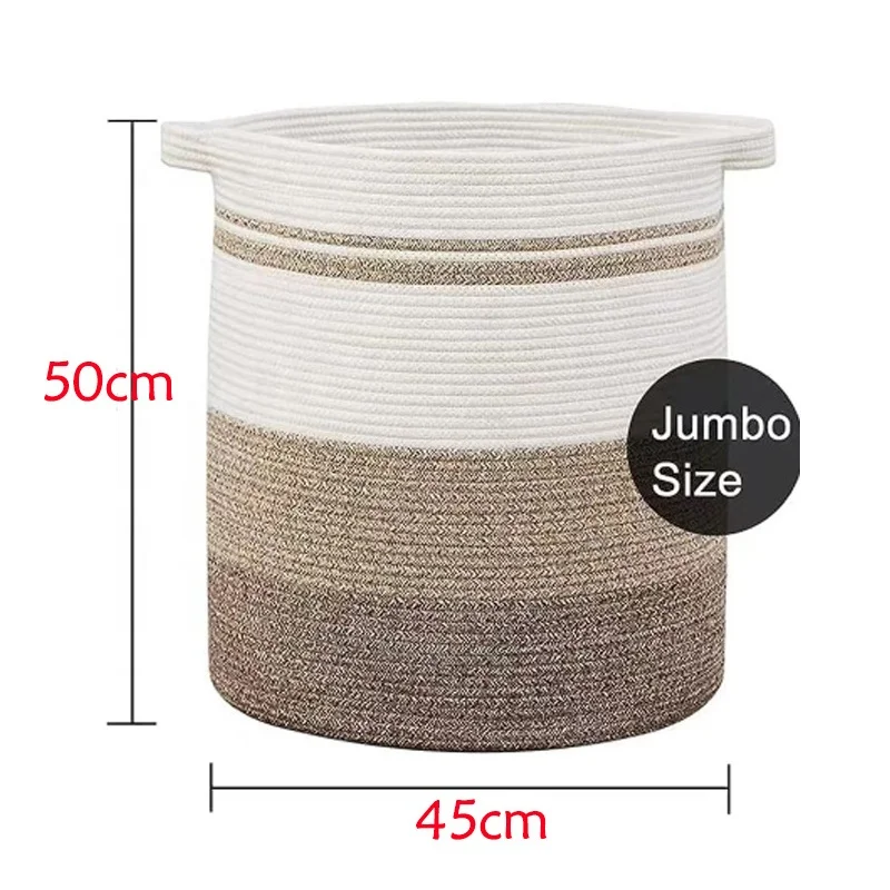 Youngshoots Cotton Rope Round Laundry Basket Washable Hamper Foldable Toy Storage Box Laundry Basket