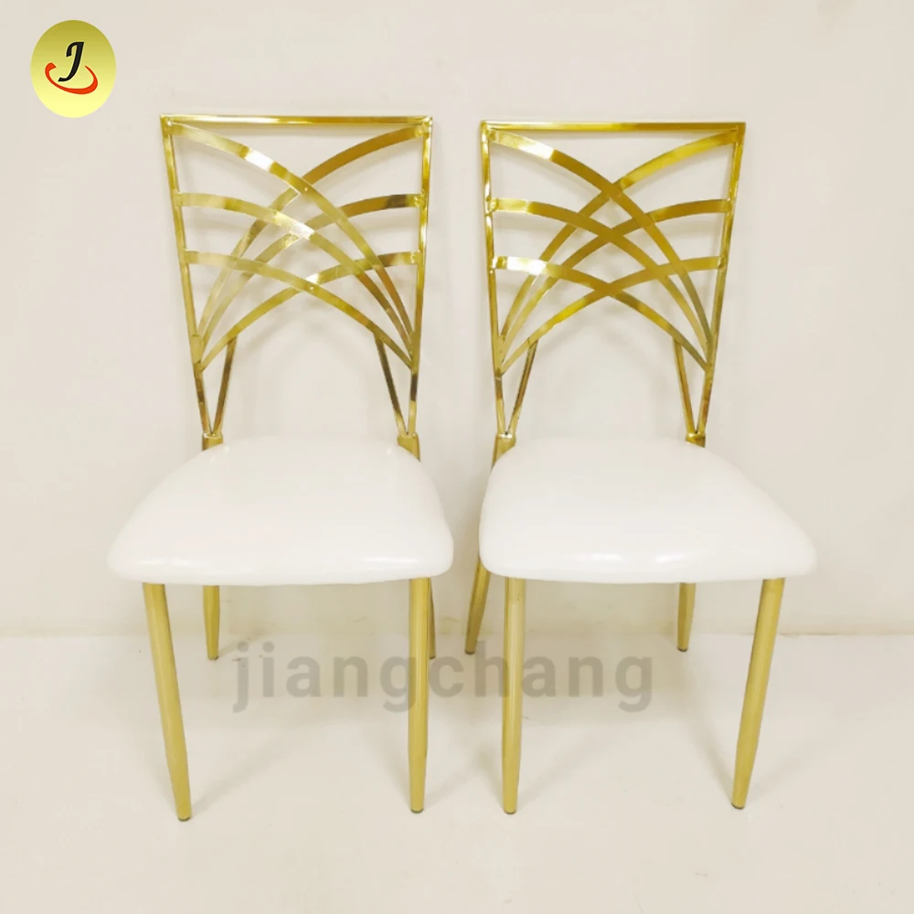 Gold stainless steel Wedding Chameleon chair with removable seat cushion