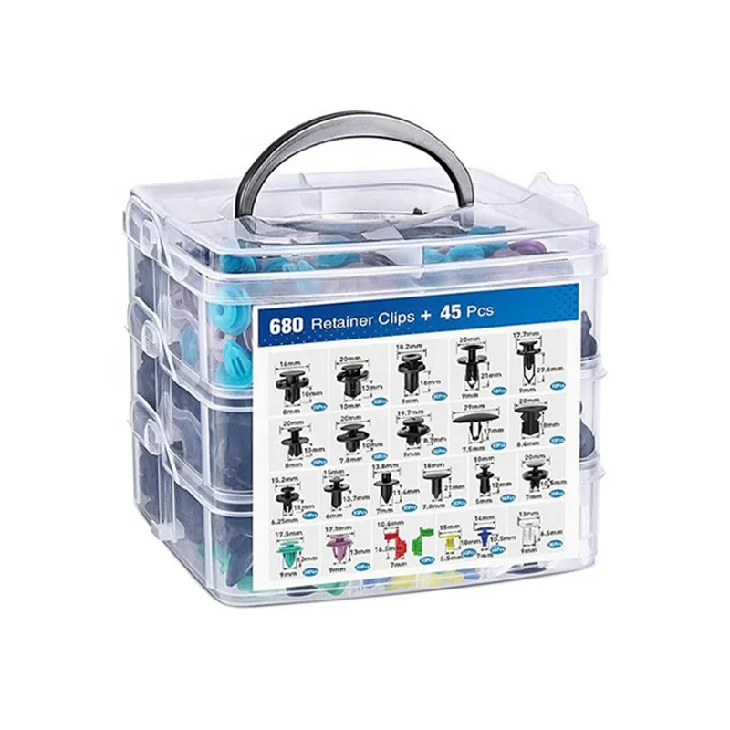 680Pcs + 45pcs Car Retainer Bumper Clips Plastic Fasteners Kit Auto Body Push Rivets Fender Liner