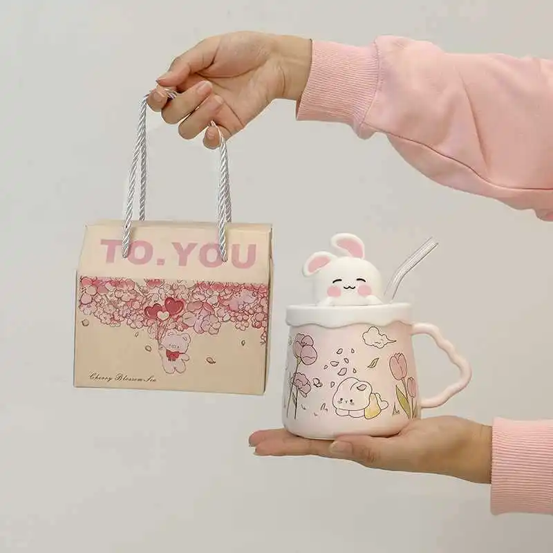 Cup Ceramic Gift Box Souvenir Mug with Cover Creative Birthday Gift for Best Friend Practical Girls