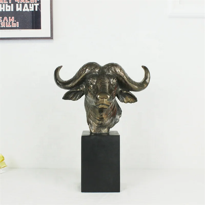 Popular decorative metal crafts copper large animal statues bronze buffalo sculptures  figurine