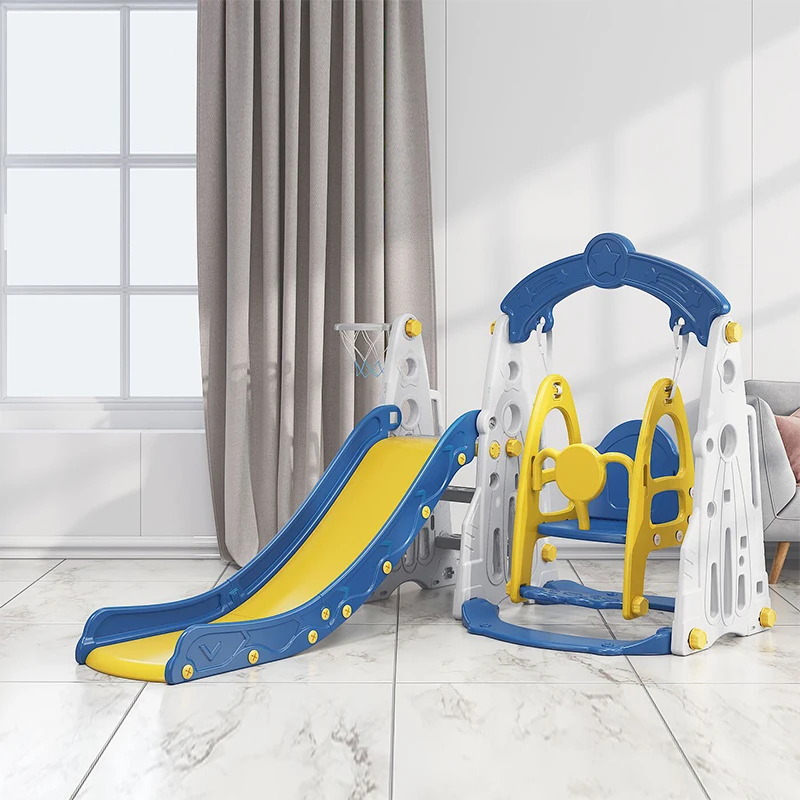 
Factory Price Customization Amusement Park Indoor Plastic Kids Slide And Swing Set 