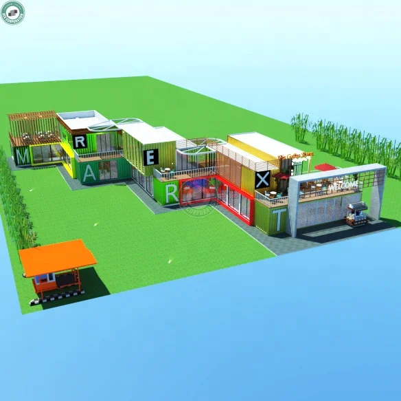 Designer Shipping Modular Container Marketplace Shipping Container Town Shopping Center Commercial Pedestrian Mall