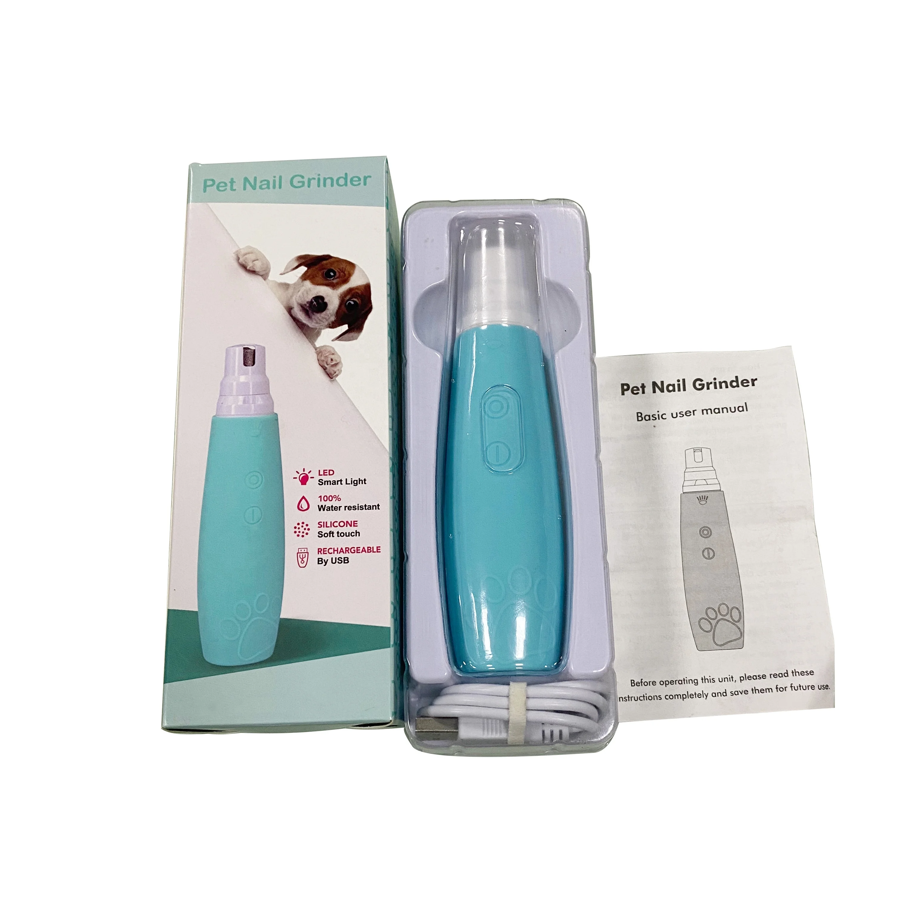 Electric Pet Nail Grinder with LED Light Powerful Motor Electric Cats Dog Claw Grinder Rechargeable Painless Clipper