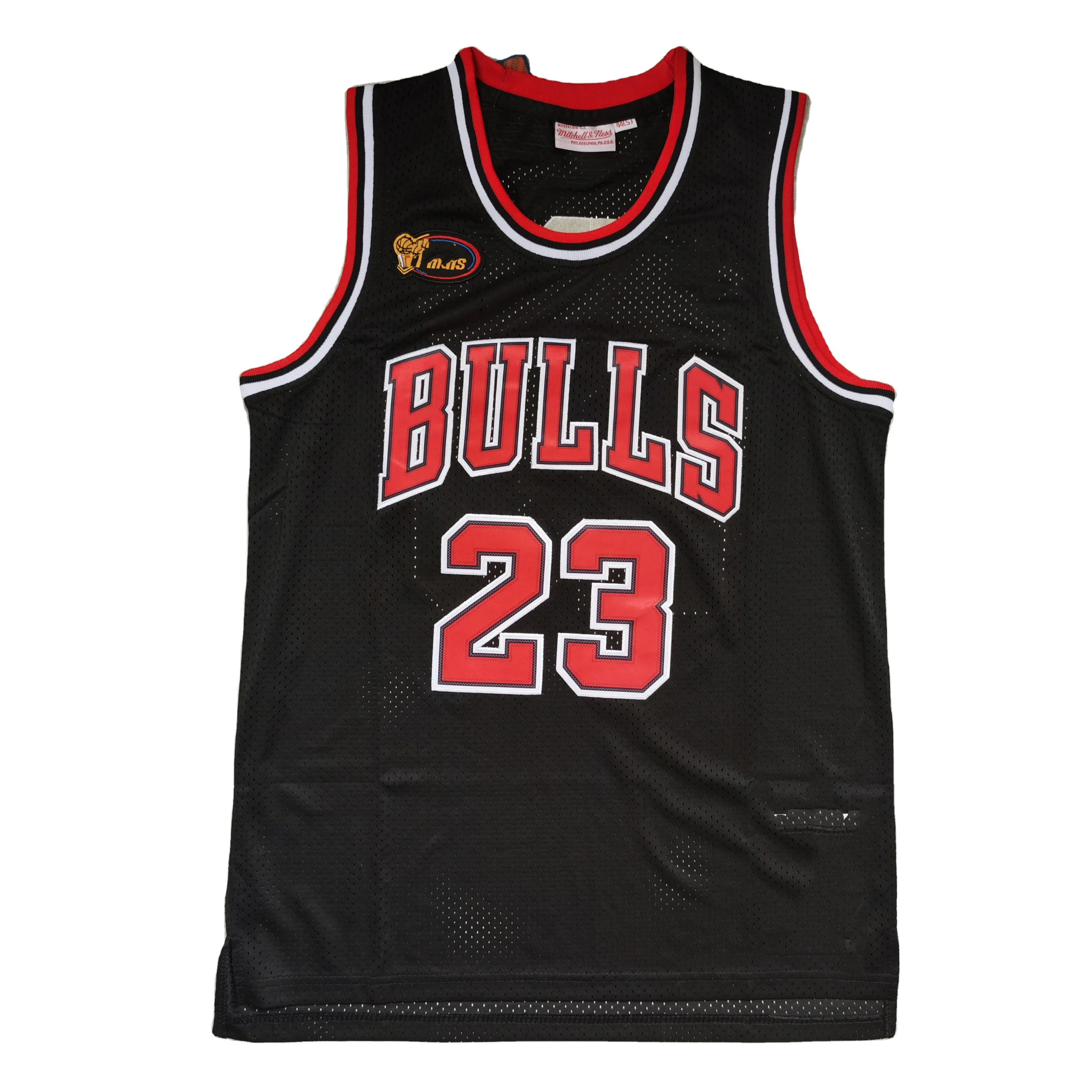 Черная баскетбольная майка 98 сезон финалы бульлс № 23 Высококачественная вышитая сетчатая Мужская баскетбольная майка большого размера