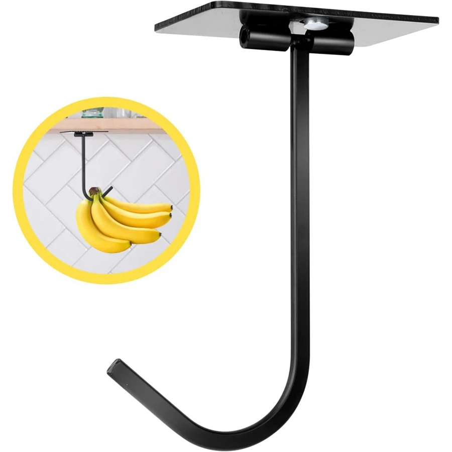Banana Holder Self Adhesive Banana Hook Under Cabinet Foldable Metal Banana Hanger Hook