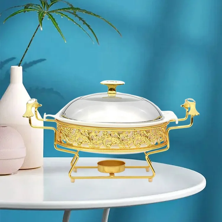 Hot Sale Round Ceramic Buffet Stove Restaurant Food Heating Container Restaurant Hot Pot Alcohol Pot