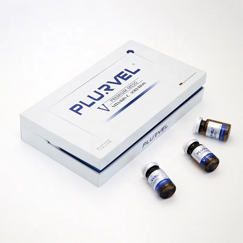 Hot Sale Wholesale Plurvel Organic Solution Peptide Skin Care Vc Hyaluronic Acid Anti Aging Vitamin C Solution Whitening Ampoule