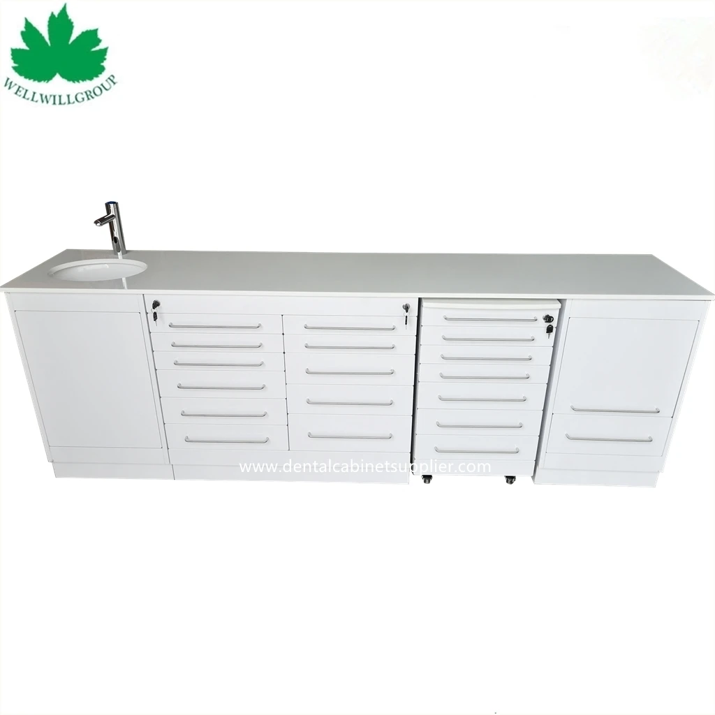 Quality Hospital Furniture Stainless Steel Medical Cabinet With Basin Sensor Faucet Ashbin