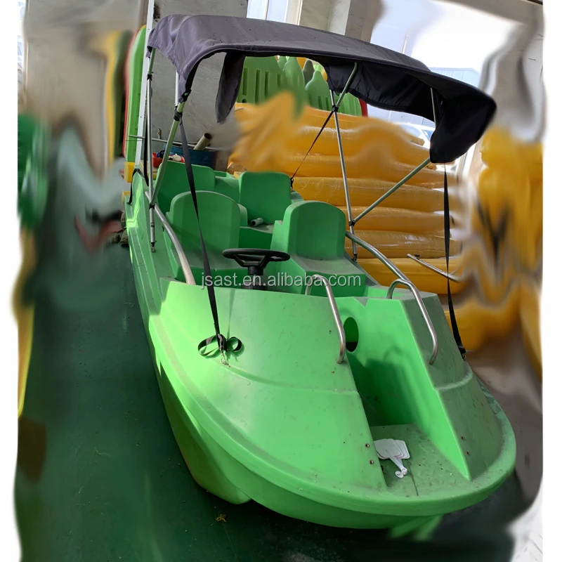 Plastics Hand Cranking Pedal Boat for Water Park Fiberglass Reinforced diving glasses Plastic Semi-Enclosed Sightseeing Boat