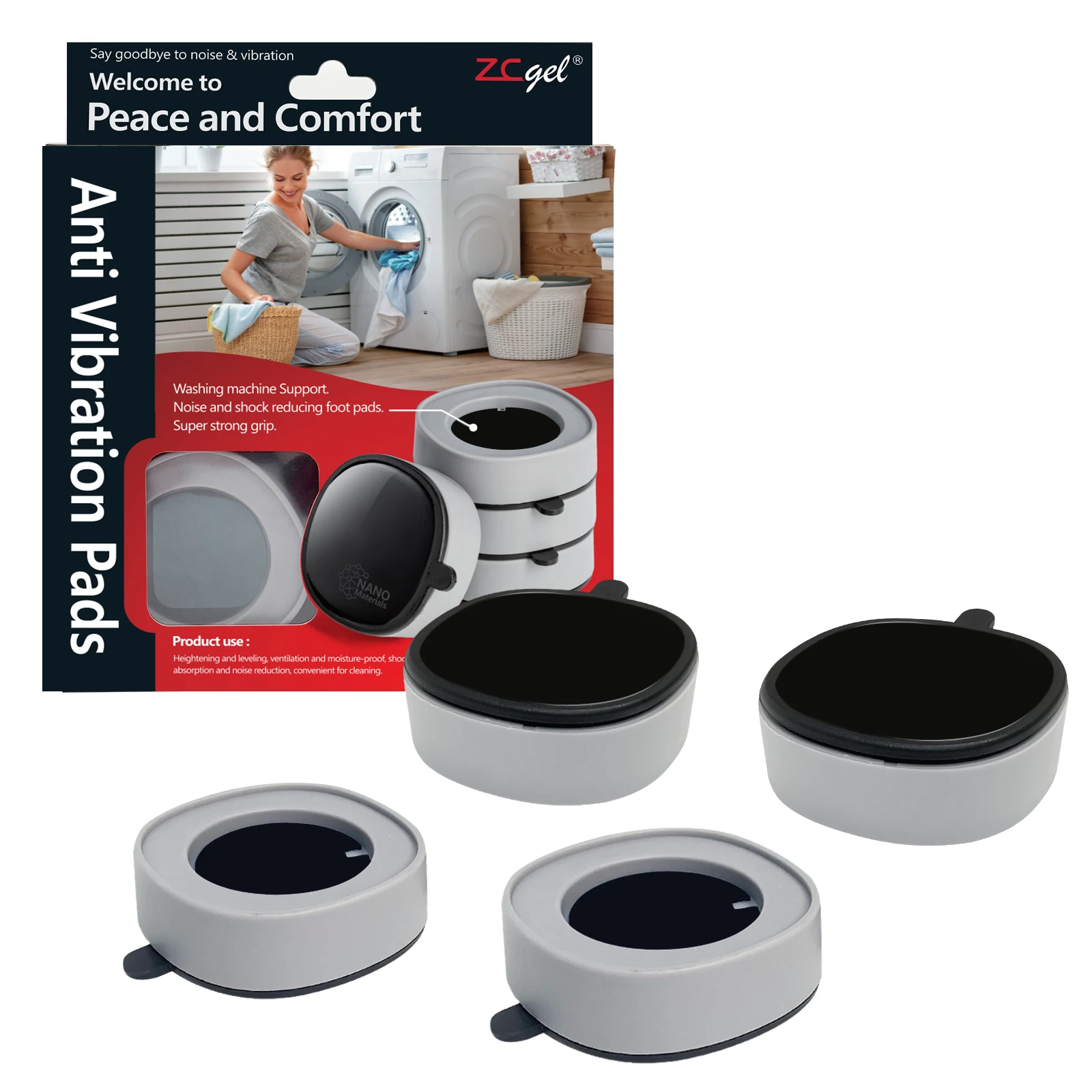 Anti Vibration Feet Pads PU Legs Slips-top Silent Skid Raiser Mat For Washing Machine Support Dampers Stand Non-Slip Pad