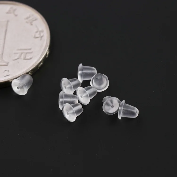 500 pcs/box Silicone Rubber Earrings Safety Backs Soft Clear Ear Back Stopper for Fish Hook Earrings