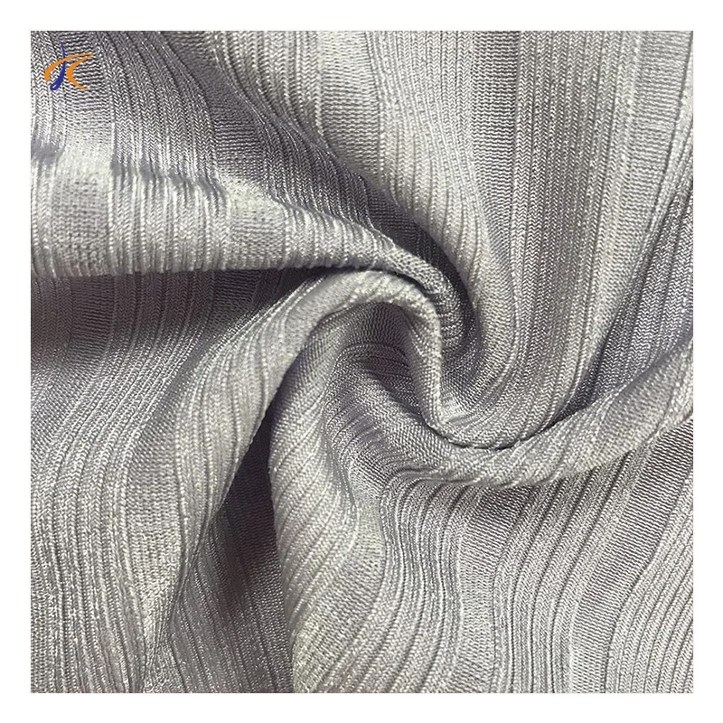Wholesale 210gsm high elastic 88 polyester 12 spandex rib knitting jersey glitter fabrics for clothing
