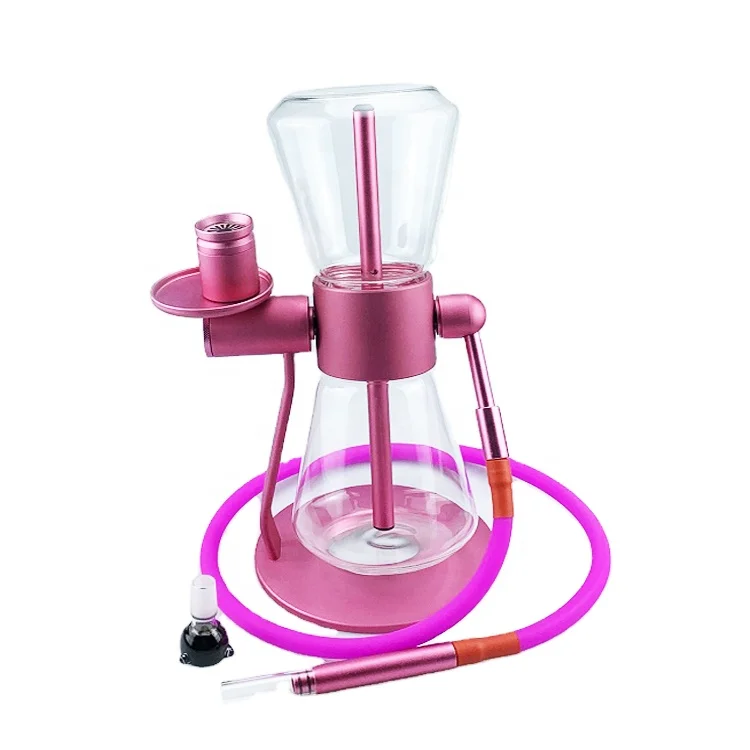 In Stock best selling new Gravity Glass Hookah Single Tube Glass metal Aluminum 360 black anti triangle  Gravity Shisha Hookah