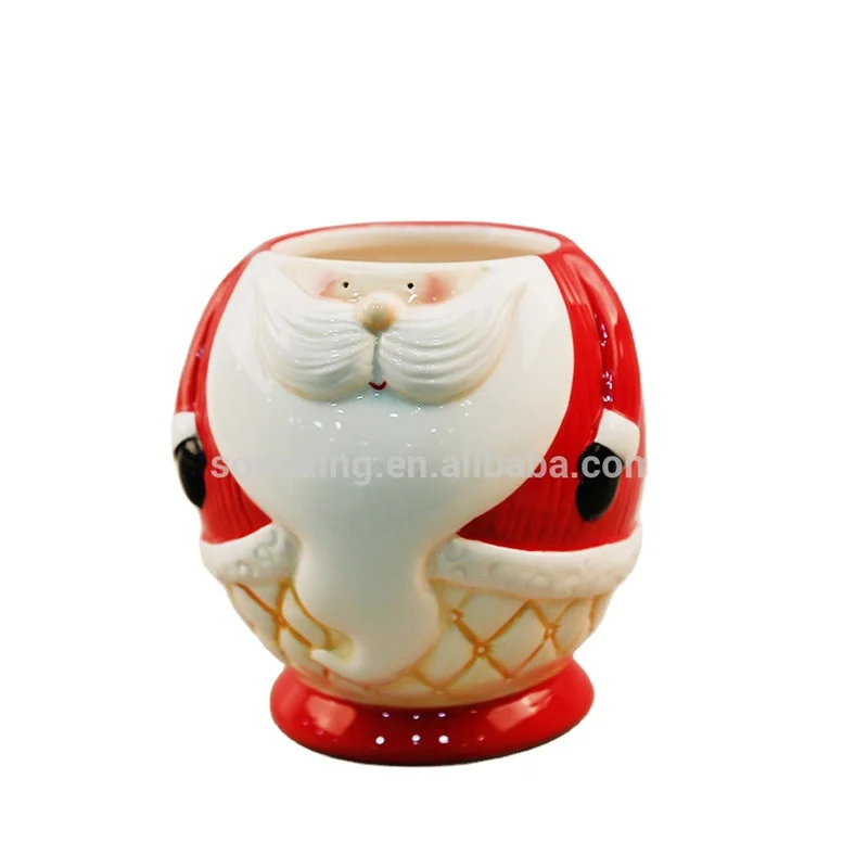 santa theme red cute cookie jar Ceramic Cookie Jar Container