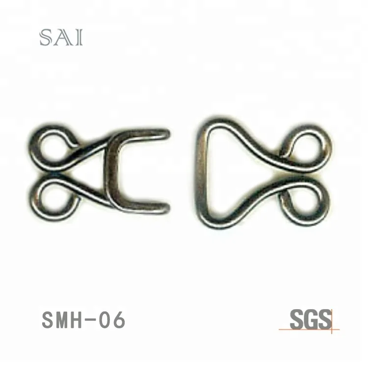 Eco-friendly Factory Wholesale Various Styles SMH01 to SMH06 Metal Collar Hooks and Eyes Closure Fastener Cheap Underwear C  &A