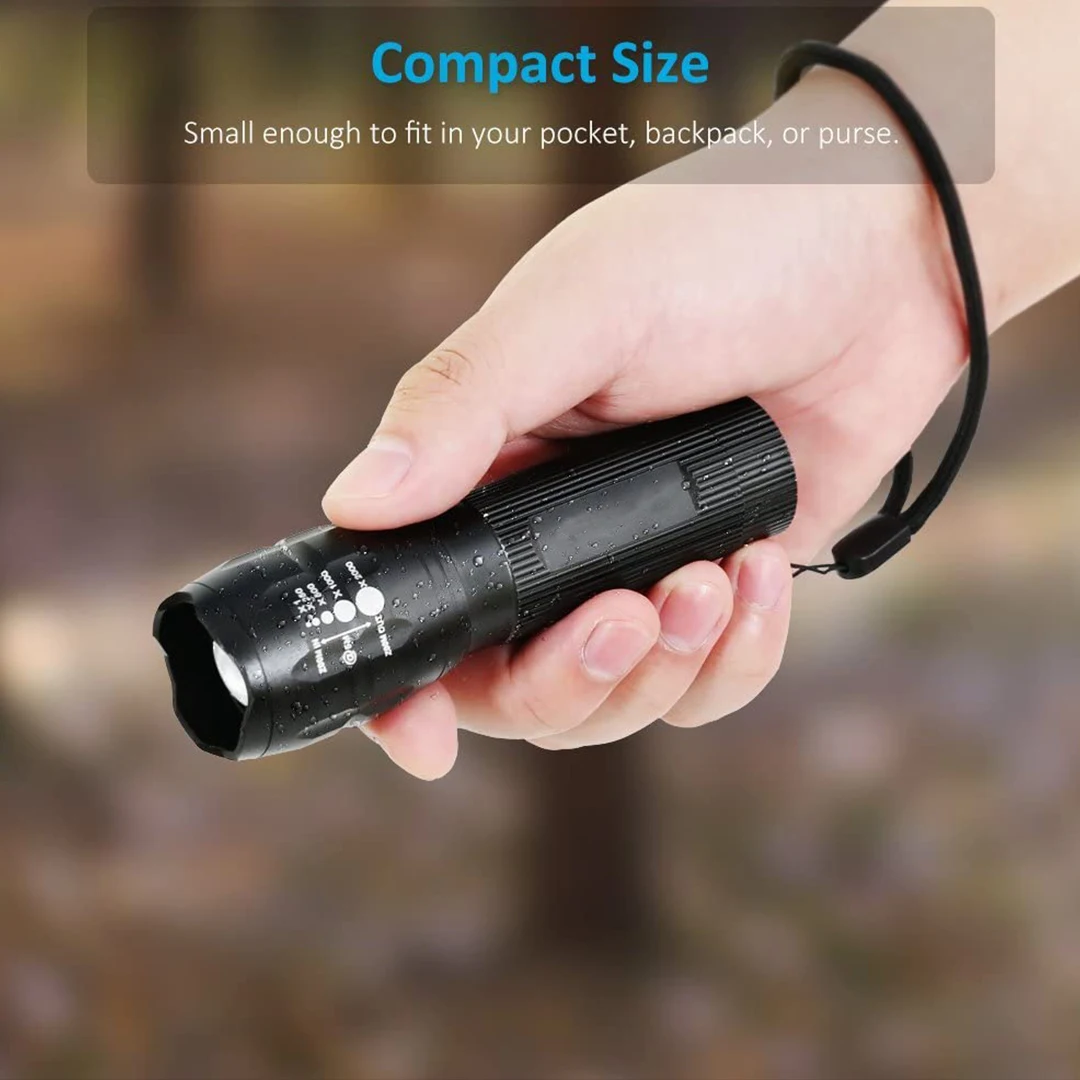 Ультраяркий светодиодный фонарик, масштабируемый тактический фонарик с 3 режимами, комплект из 4 фонариков для кемпинга, езды на велосипеде, экстренных ситуаций